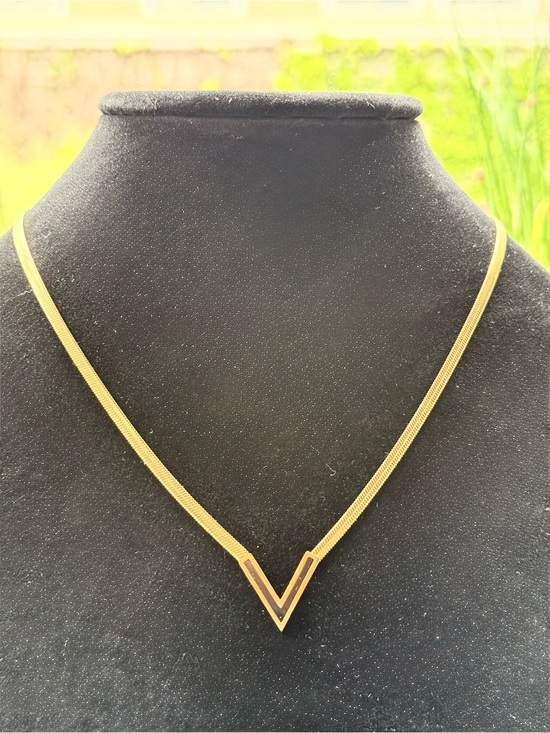 Jewelry - NWT 18k Gold Plate V Enamel Necklace